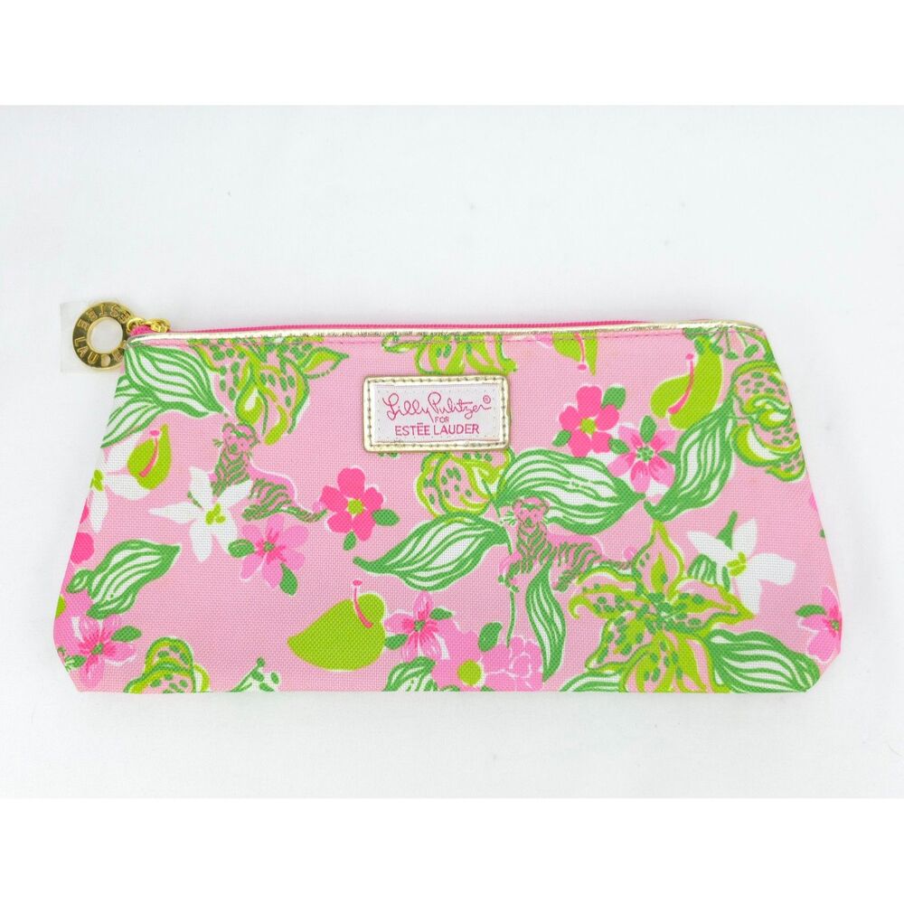 Lilly Pulitzer for Estee Lauder Cosmetics Bag Pouch Collaboration Floral Tiger‎